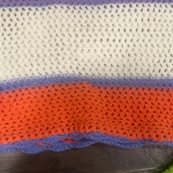 Hippie Rose Scoop Neck Sweater in Pink, Orange, and Green Stripes - Picture 5 of 6